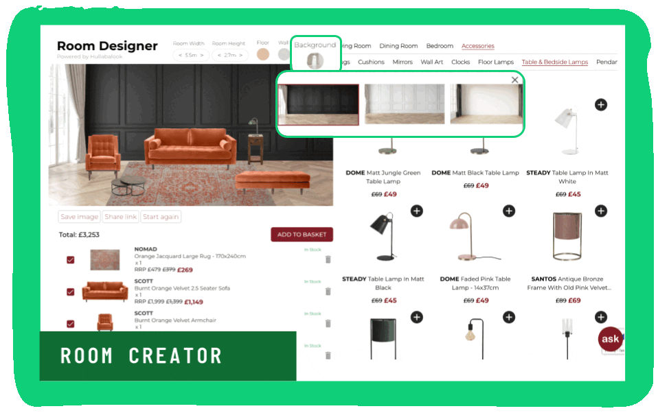 Photorealistic backgrounds on Room Creator and Visual Bundles