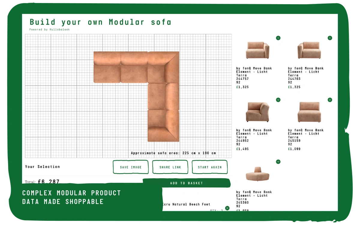 The Modular Product Configurator makes your complex modular product data shoppable
